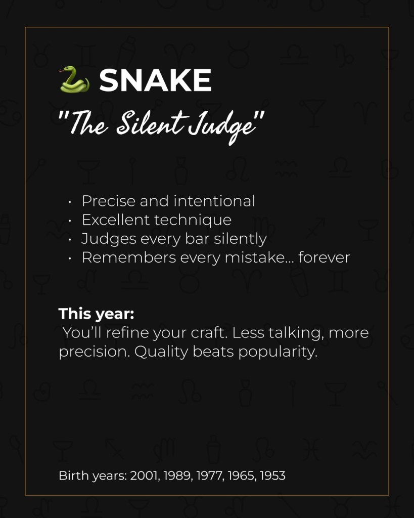 The Chinese Zodiac of Bartenders Snake — The Silent Judge