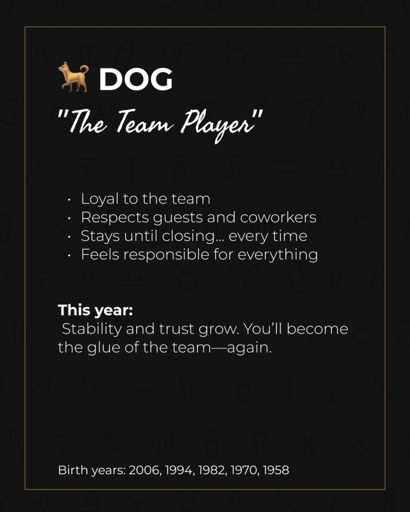 The Chinese Zodiac of Bartenders Dog — The Team Player